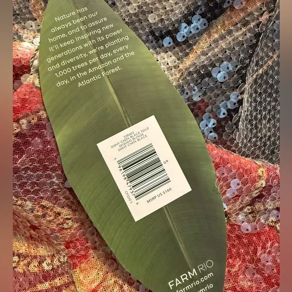 NWT Farm Rio Chita Tulle Black Flower Sequin Top Sparkle - Picture 2 of 5